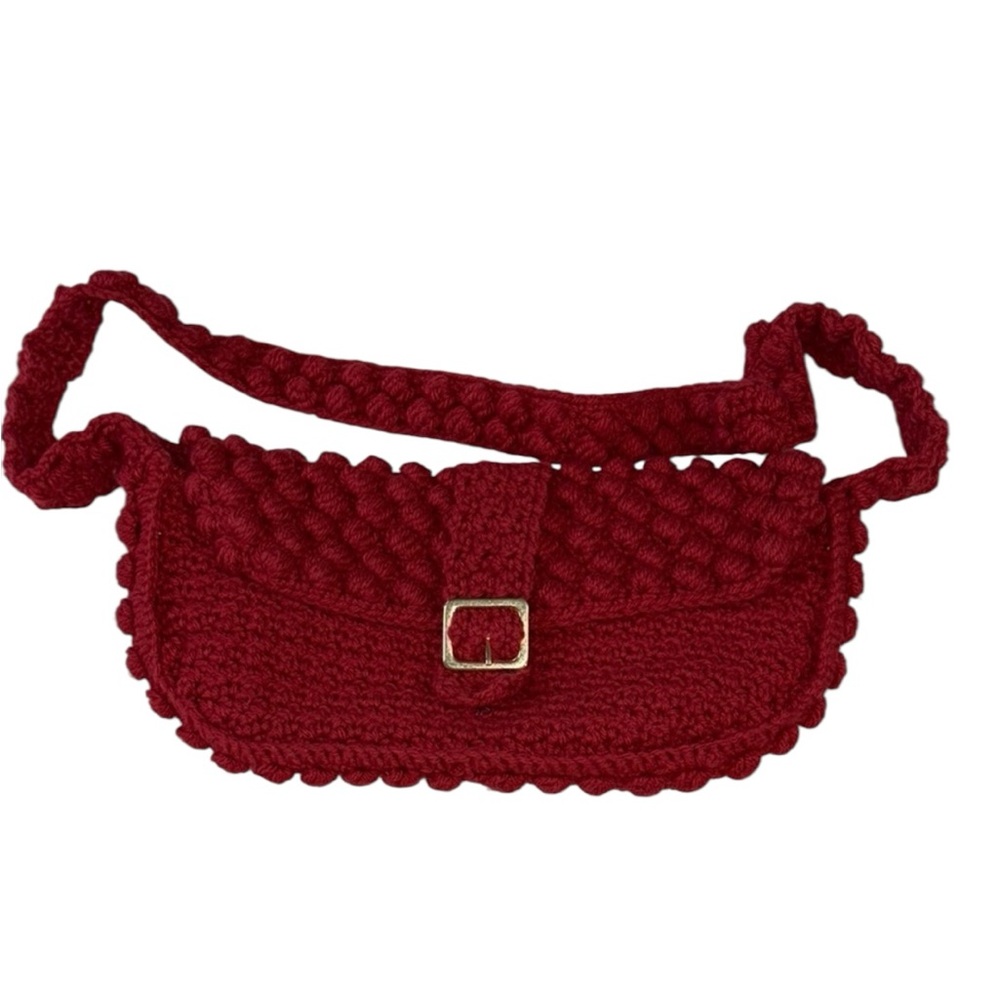 Handcrafted Red Crochet Shoulder Bag - Picture 4 of 7